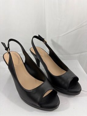 NWT Bandolino Women’s Size 9 Black Peep-Toe Slingback Heels